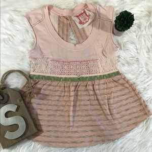 Free People Sz Small Pink Slvless Open Back Shirt